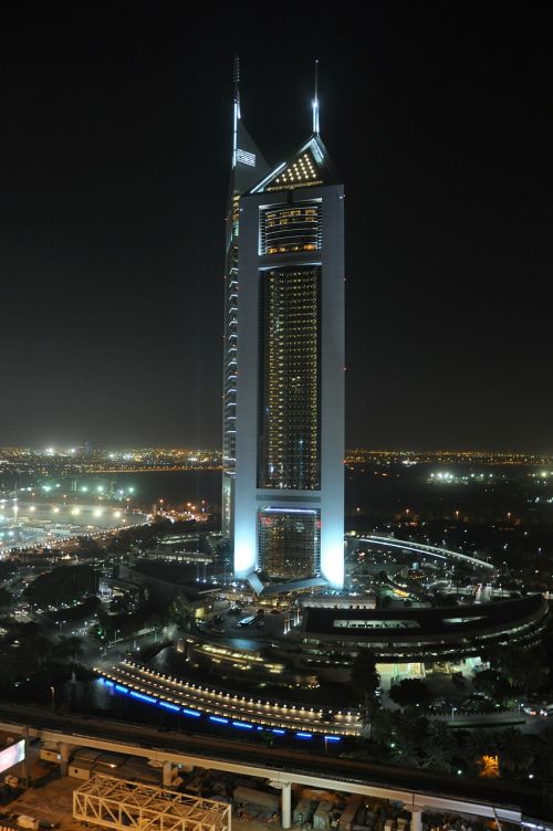 Dubai, Aukštas, Miestas, Uae, Naktis, Naktinis Vaizdas, Tamsa, Apšvietimas, Naktį, Dubai Naktį, Jungtiniai Arabų Emyratai