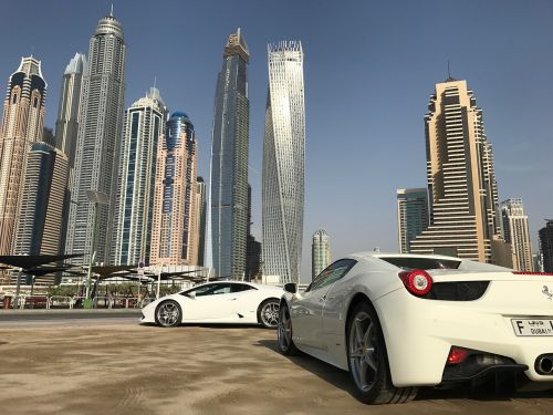 Dubai Marina, Sportinis Automobilis, Dubai, Marina, Architektūra, Dangoraižis, Dangoraižiai, Dubajus, Miestas, Ferrari, Lamborghini, Panorama, Automatinis, Transporto Priemonė, Automobiliai
