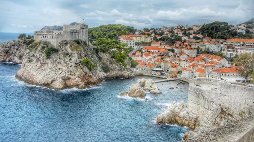 Dubrovnik, Kroatija, Senamiestis, Adrijos Jūra, Jūra, Rokas, Tvirtovė, Miesto Siena