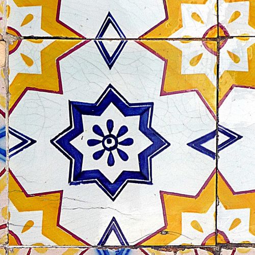 Keramikos Gaminiai, Plytelės, Mėlynas, Geltona, Raudona, Portugal, Siena