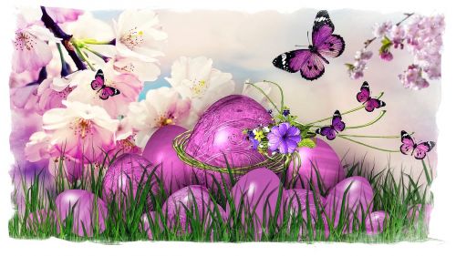 Velykos, Velykinis Sveikinimas, Velykinis Kiaušinis, Linksmų Velykų, Pavasaris, Velykos Tema, Violetinė, Rožinis