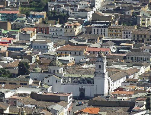 Ecuador, Cuenca, Panorama, Bažnyčia, Vienuolynas, Pastatai, Varpinė, Architektūra