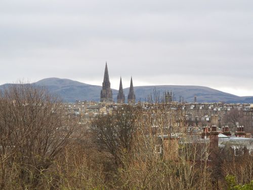 Edinburgo Panorama, Škotija, Istorinis, Orientyras, Dangus, Debesys, Vaizdingas