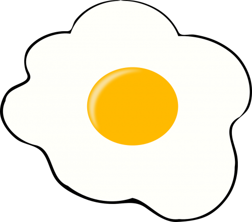 Kiaušinis, Pusryčiai, Saulėtas Puse Į Viršų, Trykas, Maistas, Nemokama Vektorinė Grafika
