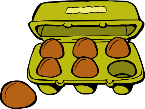 Kiaušiniai, Dėžutė, Auksas, Ruda, Maistas, Pusryčiai, Dėžė, Kriauklės, Baltymas, Ingredientas, Nemokama Vektorinė Grafika