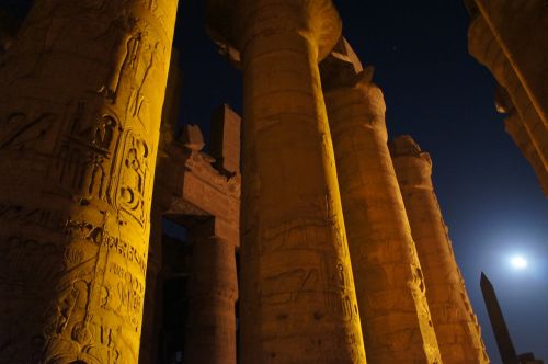 Egiptas, Karnakas, Luxor, Šventykla, Šventyklos Kompleksas, Pharaonic, Įvedimas, Pilnatis, Lazerinis Šou, Hieroglifai, Stulpelis, Faraonai