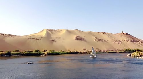 Egiptas,  Aswan,  Nile,  Pirmasis Katarakta,  Feliuga,  Dykuma,  Vandens Telkinys,  Smėlis,  Pobūdį,  Panorama