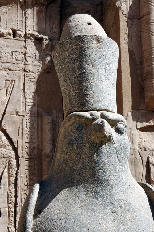 Egiptas,  Edfu,  Šventykla,  Statula,  Horus,  Divinity,  Galva,  Falcon,  Istorija,  Simbolis Skulptūra
