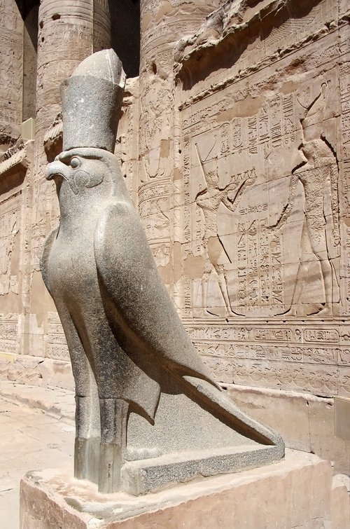 Egiptas,  Edfu,  Šventykla,  Statula,  Horus,  Divinity,  Falcon,  Hieroglifai,  Istorija,  Simbolis,  Skulptūra,  Menas,  Architektūra