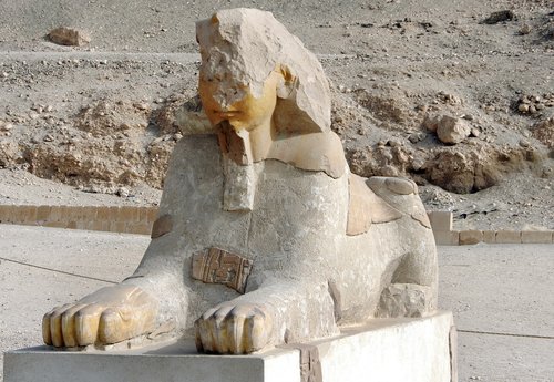 Egiptas,  Tėbai,  Slėnis Karalienėmis,  Sfinksas,  Deir-El-Bahari,  Hatshepsut,  Skulptūra,  Pierre,  Statula,  Kelionė,  Dykuma