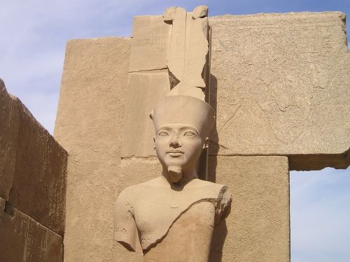 Egiptas, Luxor, Karnakas, Statula, Pharaonic, Galva, Biustas