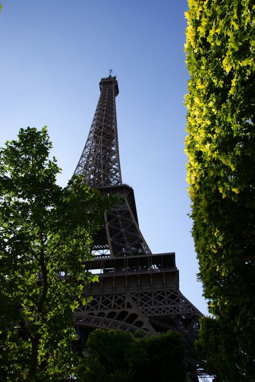 Eifelis, Bokštas, Perspektyva, Mėlynas Dangus, Architektūra, Paris, Eifelio Bokštas