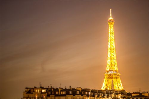 Eifelio Bokštas, Paris, France, Architektūra, Žibintai, Tamsi, Naktis