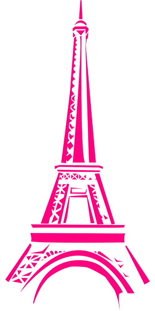 Eifelio Bokštas, Bokštas, Paris, France, Europa, Orientyras, Rožinis, Siluetas, Nemokama Vektorinė Grafika