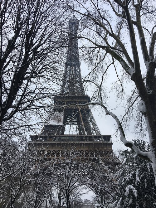 Eifelio Bokštas,  Sniegas,  Žiema