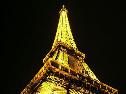 Eifelio Bokštas, Bokštas, Paris, France, Pastatas, Architektūra, Apšviestas, Naktis, Apšvietimas, Paminklas, Turizmas, Kelionė, Romantiškas