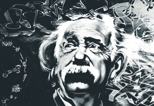 Einšteinas, Albertas Einšteinas, Gatvės Menas, Fjeras, Juoda Ir Balta, Reliatyvumo Teorija, Genijus