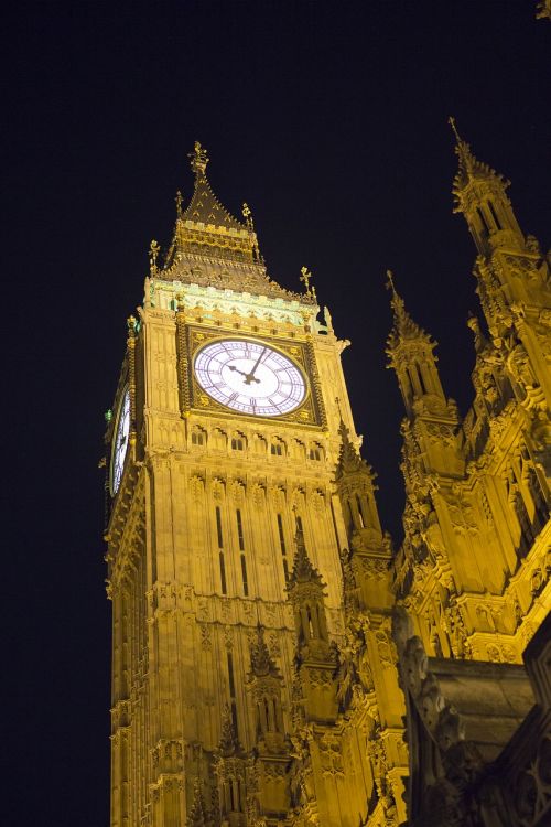 Elžbietos Bokštas, Naktis, Laikrodis, Apšviestas, Viktorijos Architektūra, Londono Orientyras, Parlamento Rūmai
