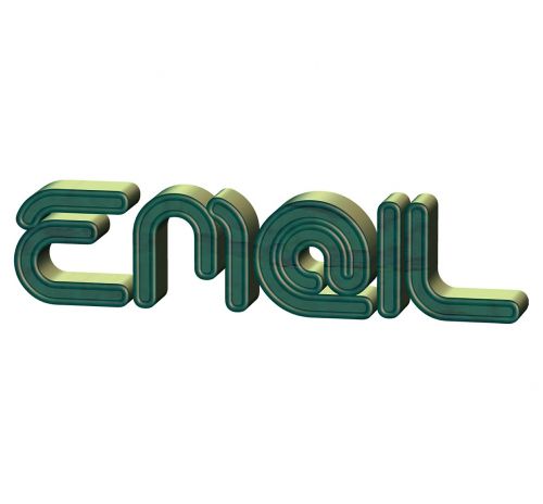 Elektroninis Paštas, E Mail, Šrifto, Personažai, Žalias, 3D, Blizgantis, Metalinis