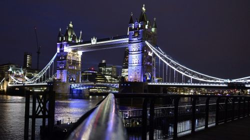 Bokšto Tiltas, Anglija, Londonas, Naktis, Temzės Upė