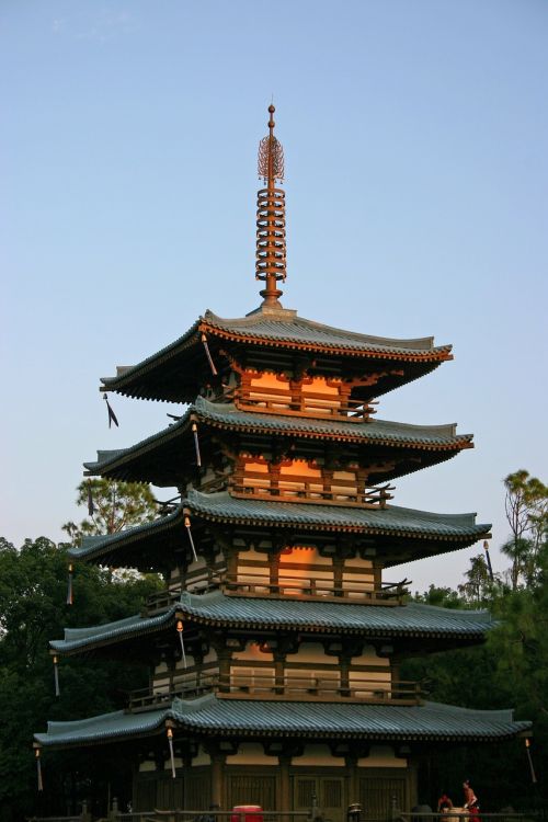 Epcot,  Japanese,  Bokštas,  Pagoda,  Disney,  Saulėlydis