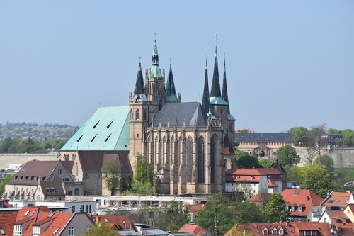 Erfurtas,  Namas,  Architektūra,  Bažnyčia,  Miestas,  Kelionė,  Dangus,  Petersberg,  Severi,  Tiuringija Vokietija