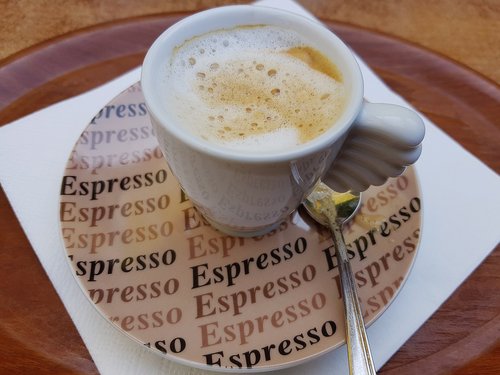 Espresso,  Macchiato,  Kavos Pakaitalai,  Puodelio,  Lėkštė,  Gerti,  Pasinaudoti,  Aromatas,  Italų Kavos,  Milchschaum,  Sąmyšis