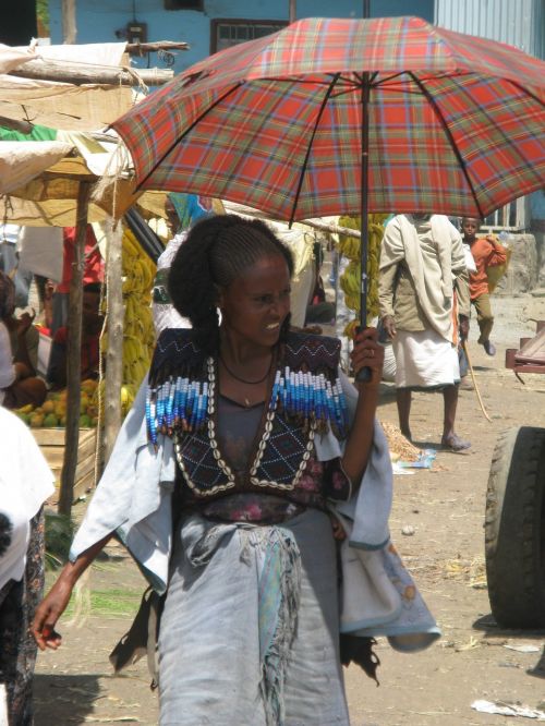 Etiopija, Moterys, Afrika, Turgus, Skėtis