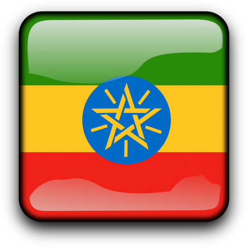Etiopija, Vėliava, Šalis, Tautybė, Kvadratas, Mygtukas, Blizgus, Nemokama Vektorinė Grafika