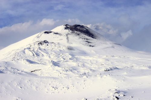 Etna, Kalnas Etna, Vulkanas, Sniegas, Žiema, Šaltas, Balta