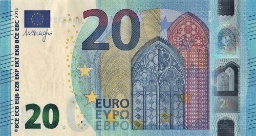 Euras, Pinigai, Banknotas, Valiuta, 20 Eurų, Naujas