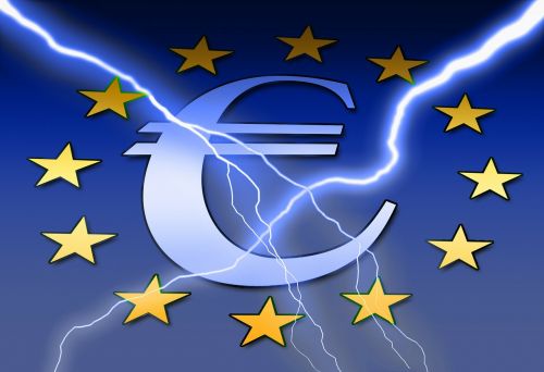 Euras, Pinigai, Valiuta, Euro Ženklas, Finansai, Blykstė, Poveikis, Krizė, Valiutos Krizė, Financinė Krizė, Žvaigždė, Vėliava