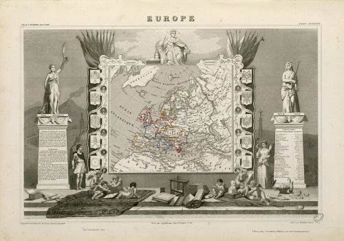 Europa, Žemėlapis, Senas, Spaudimas, Geografija, Istorija, Traukiamas, Sienos