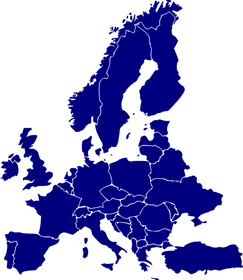Europa, Žemėlapis, Skandinavija, Didžioji Britanija, Mėlynas, Šalyse, Graikija, Nemokama Vektorinė Grafika