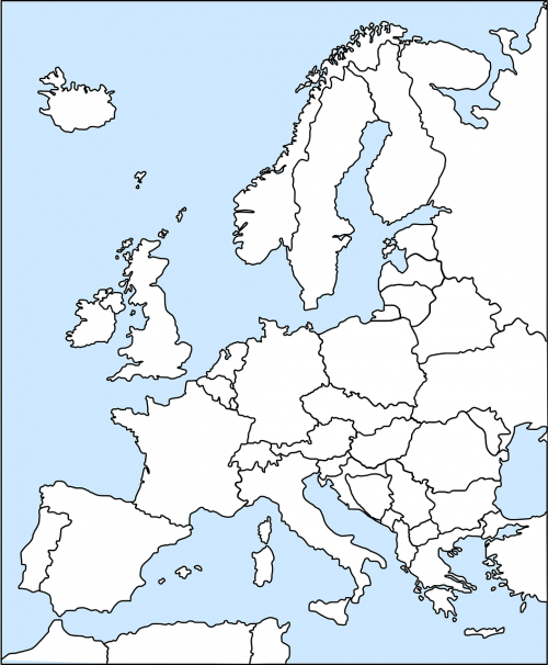 Europa, Žemėlapis, Vakarų, Politinis, Nurodyta, Europa, Nepažymėtas, Kartografija, Nemokama Vektorinė Grafika