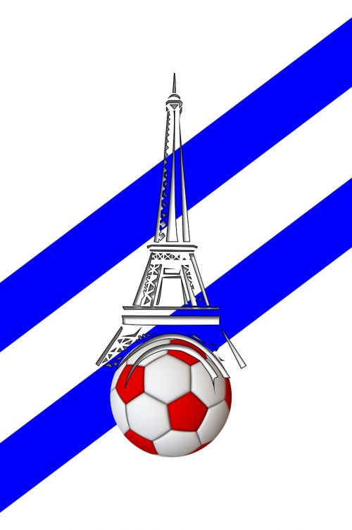 Europos Čempionatas, Futbolas, France, Eifelio Bokštas, Rutulys, Apie, Raudona, Balta, Mėlynas, Futbolo Rungtynės, Em, Nacionalinės Spalvos