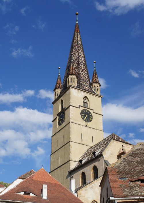 Evangelikų Katedra, Sibiu, Romanija, Architektūra, Bažnyčia, Bokštas, Katedra, Orientyras, Religija, Paminklas