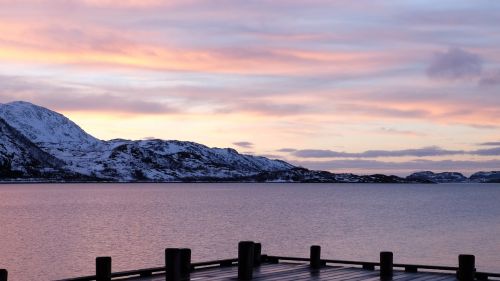 Vakaras, Dangus, Kraštovaizdis, Ežeras, Žiema, Lauklines Kystferie, Vaizdas, Tromso, Norvegija