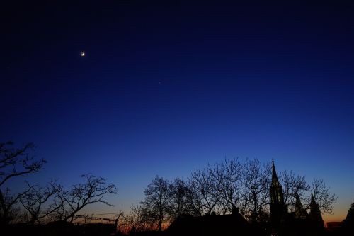 Vakarinis Dangus, Naktis, Mėnulis, Venus, Naktinis Dangus, Žvaigždė, Ulm, Ulmi Katedra