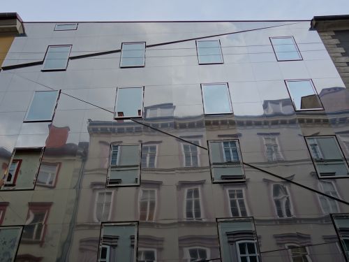 Fasadas, Veidrodis, Architektūra, Namai, Atspindys, Graz