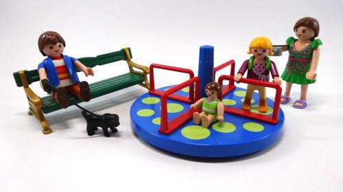 Šeima, Žaidimų Aikštelė, Vaikai, Karuselė, Žaislai, Playmobil