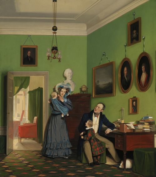 Šeima, Tapyba Aliejiniais Dažais, Waagepetersen Šeimos, 1830, Wilhelm Bendz, Kilnus, Džentelmeniškai