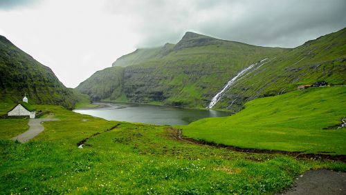 Faroes, Koplyčia, Ganyklos, Uolos, Fjordas, Kaskados