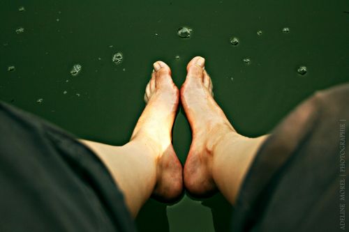 Pėdos, Vanduo, Burbuliukai, Žalias