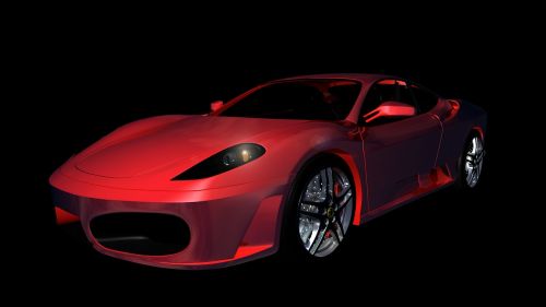 Ferrari, F430, Sportinė Mašina, Automatinis, Automobilis, Lenktyninis Automobilis, Kontūras, Metalinis, Saulės Atspindžiai, Šešėlis, Salė, Betono Siena, Vienspalvis, 3D, 3D Modelis, Kompiuterinė Grafika, Mašina, 3D Vizualizacija, Atvaizdavimas, Baigti