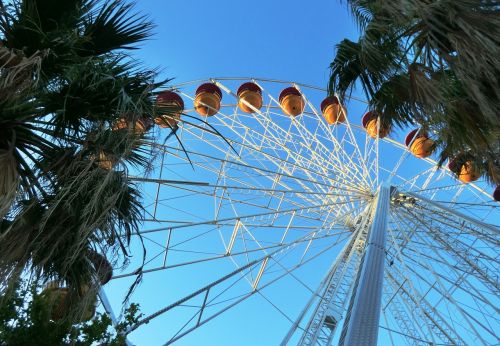 Ferris Ratas, Dangus, Karuselė, Mėlynas, Gondola, Palmės