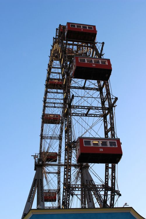 Ferris Ratas, Vienna, Prater, Pramogų Parkas, Šviesus, Važiuoti
