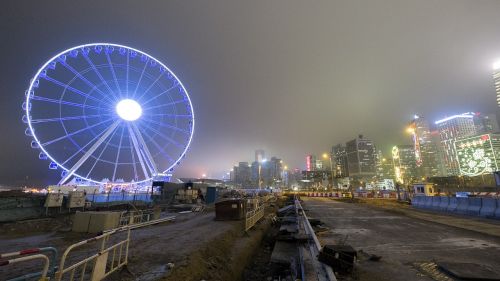 Ferris Ratas, Honkongas, Hk, Honkongas, Naktinis Vaizdas, Didelis F