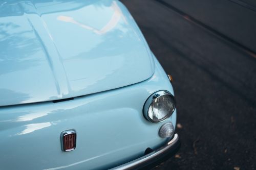 Fiat, 500, Mėlynas, Automobilis, Vintage, Automobiliai