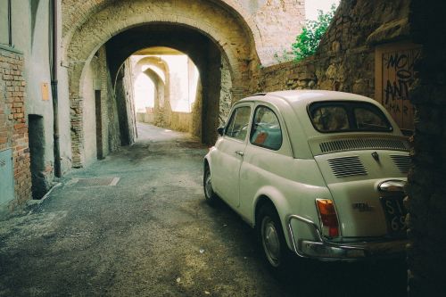 Fiat, Automobilis, Vintage, Italy, Gatvė, Kelias, Senoji Mokykla